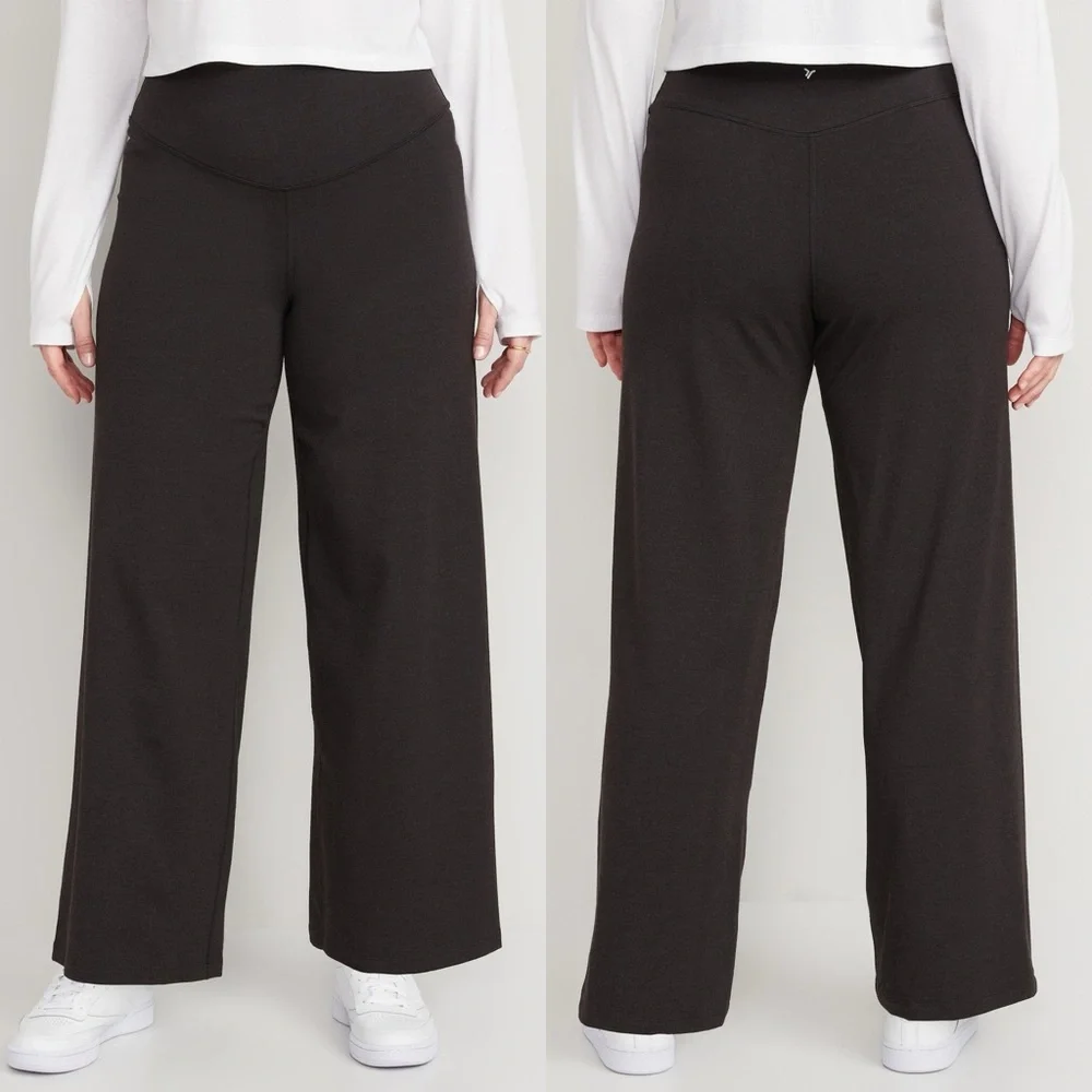 Old Navy Extra High Rise Wide Leg Go Dry Black Leggings Womens Size 3X Pants - Picture 2 of 14